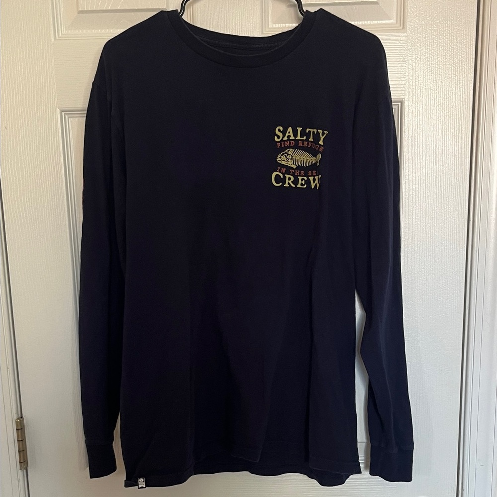 Salty Crew Navy Long Sleeve with Gold Logo